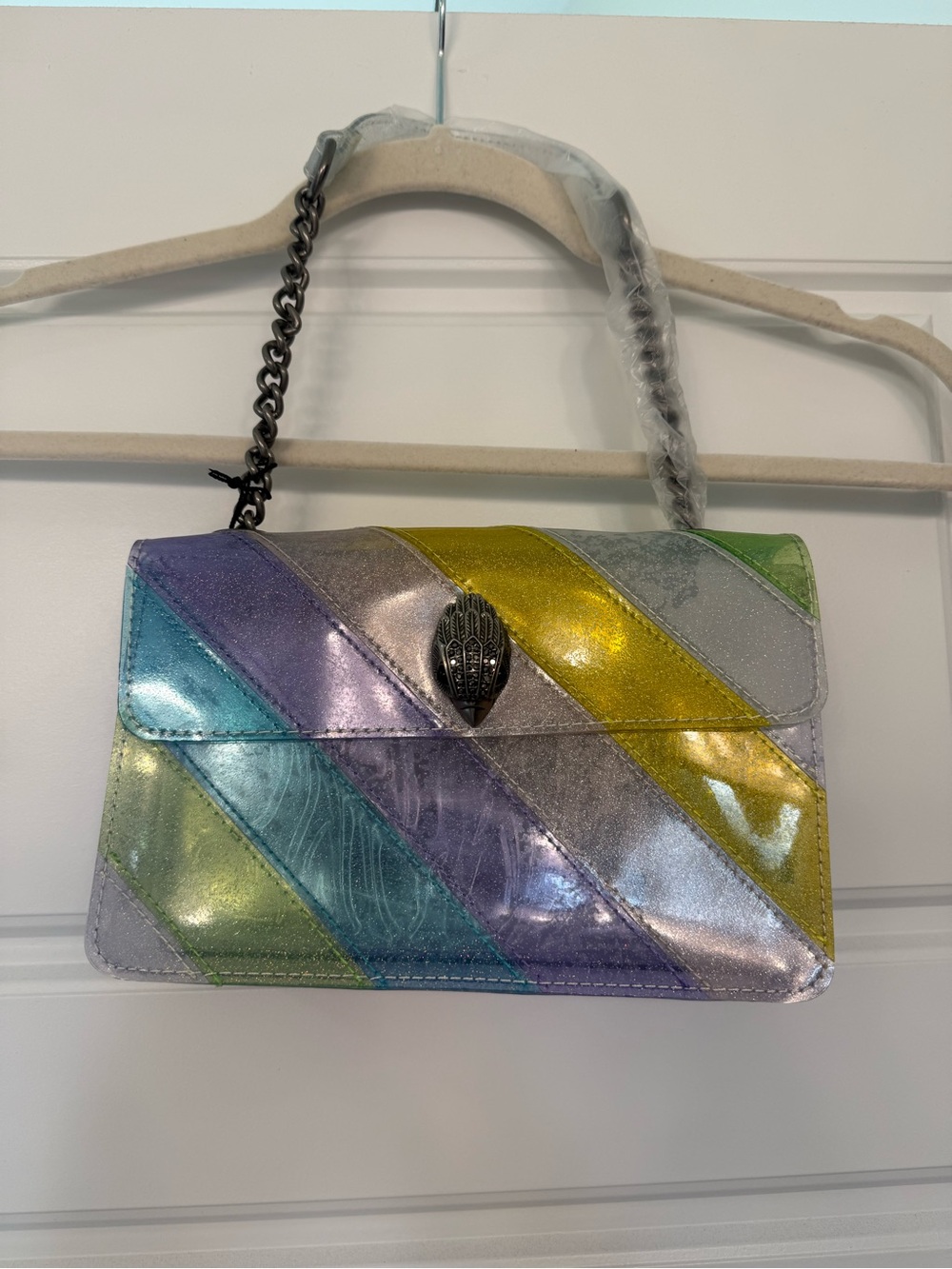 Kurt Geiger Metallic Pastel Multi-Stripe Shoulder Bag